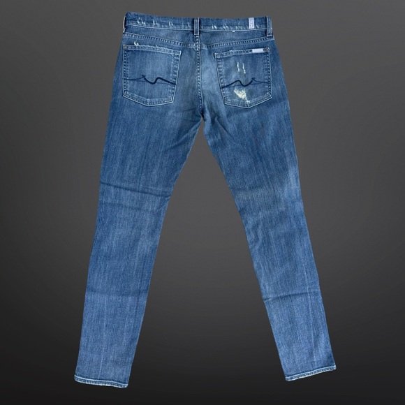 7 for all Mankind Roxanna Low Rise Distressed Jeans sz 31 Made in the USA - Picture 2 of 5